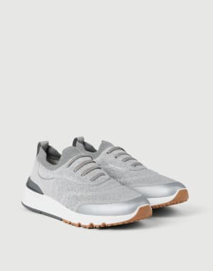 Chaussures de running en maille Gris Clair Homme - Brunello Cucinelli