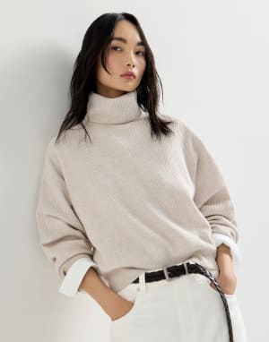 Turtleneck sweater Cool Beige Woman - Brunello Cucinelli