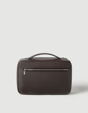 Calfskin beauty case Chocolate Man - Brunello Cucinelli
