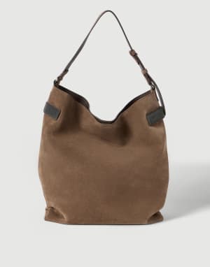 Suede Essence hobo bag Bark Woman - Brunello Cucinelli