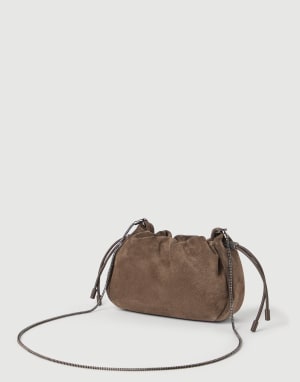 Suede mini Mellow Bucket bag Light Brown Woman - Brunello Cucinelli