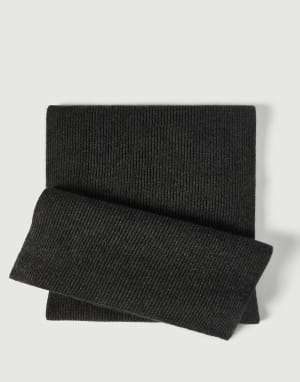Cashmere knit scarf Lignite Grey Woman - Brunello Cucinelli