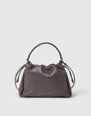 Small Soft Leather Mellow Bucket bag Brown Woman - Brunello Cucinelli
