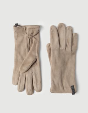Suede gloves Beige Woman - Brunello Cucinelli
