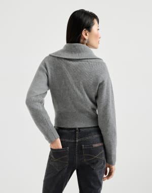 Cashmere and vicuña cardigan Grey Woman - Brunello Cucinelli