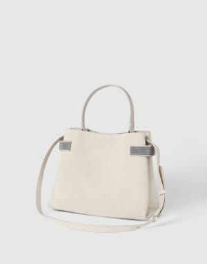 Bolso Top-Handle Essence en piel de ante Marfil Mujer - Brunello Cucinelli