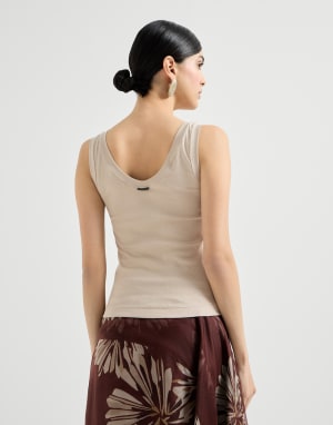 Ribbed jersey top Cool Beige Woman - Brunello Cucinelli