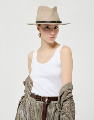 Haut en jersey côtelé Blanc Femme - Brunello Cucinelli