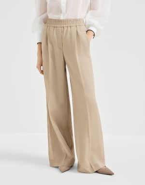 Pantalon Loose Track Beige Femme - Brunello Cucinelli