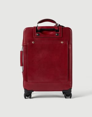 Burnished calfskin suitcase Terracotta Man - Brunello Cucinelli