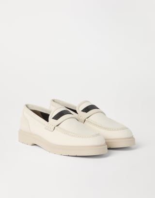 Penny Loafer with monili Beige Woman - Brunello Cucinelli