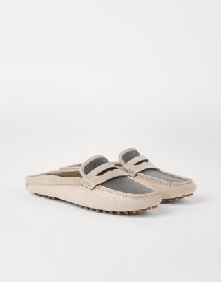 Driving mules with monili Light Grey Woman - Brunello Cucinelli