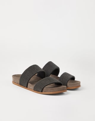 Suede slides Anthracite Woman - Brunello Cucinelli