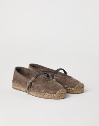Suede espadrilles Taupe Woman - Brunello Cucinelli