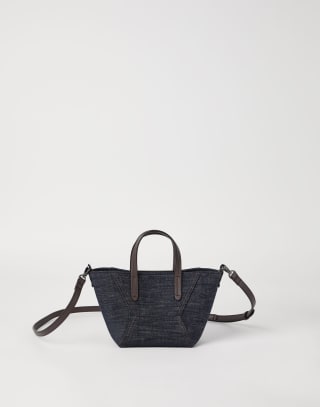 Twill BC Duo mini bag Dark Denim Woman - Brunello Cucinelli