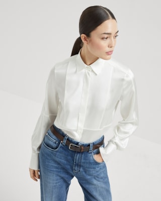 Satin shirt Ivory Woman - Brunello Cucinelli