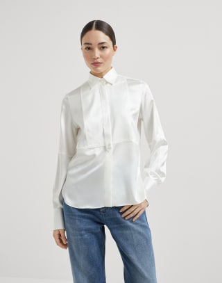 Satin shirt Ivory Woman - Brunello Cucinelli