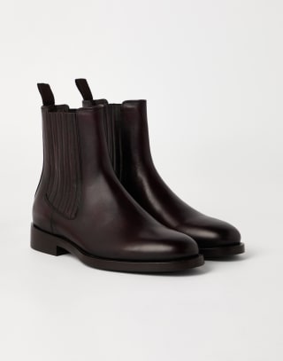 Calfskin Chelsea boots Dark Mahogany Man - Brunello Cucinelli