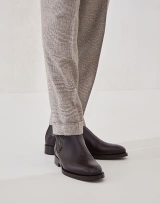 Calfskin Chelsea boots Dark Mahogany Man - Brunello Cucinelli