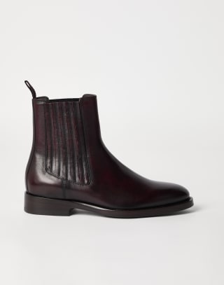 Calfskin Chelsea boots Dark Mahogany Man - Brunello Cucinelli