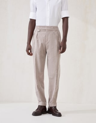 Trousers with double pleats and tabs Bark Man - Brunello Cucinelli