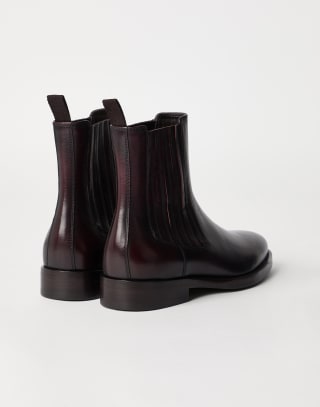 Calfskin Chelsea boots Dark Mahogany Man - Brunello Cucinelli