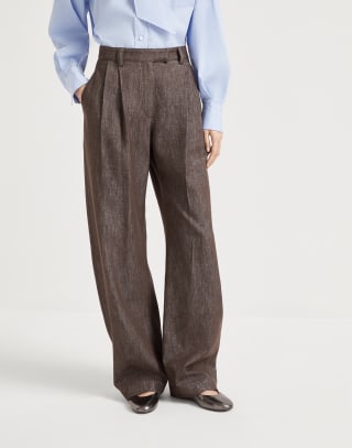 Loose Curved trousers Cocoa Woman - Brunello Cucinelli