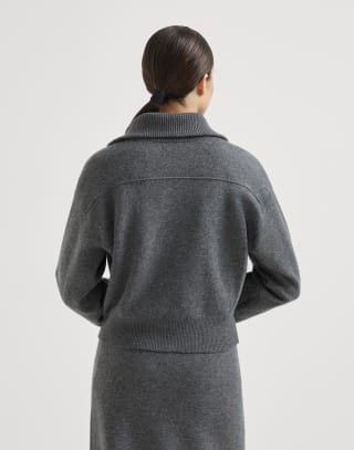 Кардиган из двойного трикотажа Свинцовый Женщина - Brunello Cucinelli