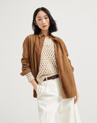 Dazzling Net sweater Oat Woman - Brunello Cucinelli