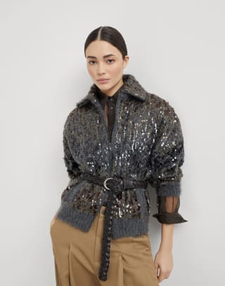 ダズリングエンブロイダリー カーディガン ガンメタルグレー レディース - Brunello Cucinelli