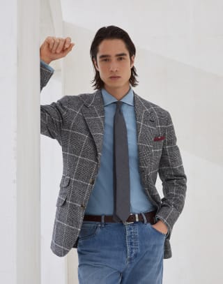 グレンチェック カヴァッロジャケット アントラサイト メンズ - Brunello Cucinelli