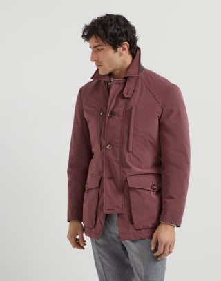 Belted safari jacket Burgundy Man - Brunello Cucinelli