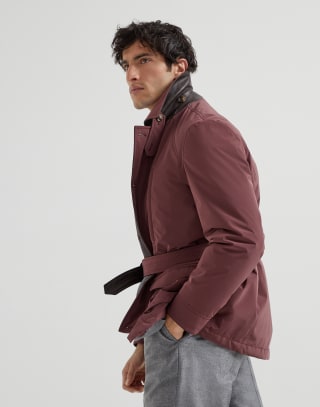 Belted safari jacket Burgundy Man - Brunello Cucinelli