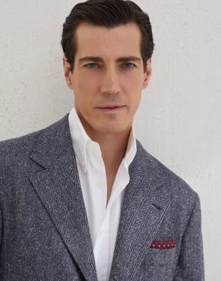 カヴァッロ アンコンジャケット ネイビーブルー メンズ - Brunello Cucinelli