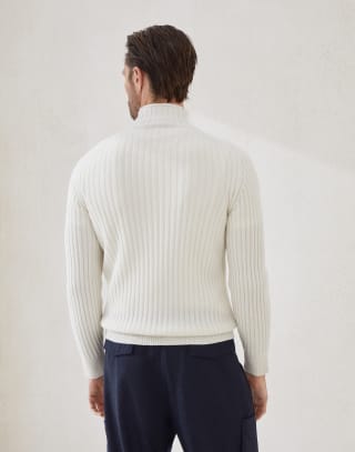 Ribbed turtleneck sweater Panama Man - Brunello Cucinelli