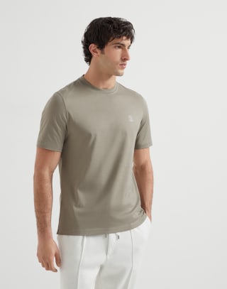 Jersey T-shirt with logo Sage Man - Brunello Cucinelli