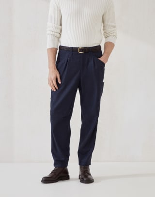 Virgin wool flannel trousers Night Man - Brunello Cucinelli