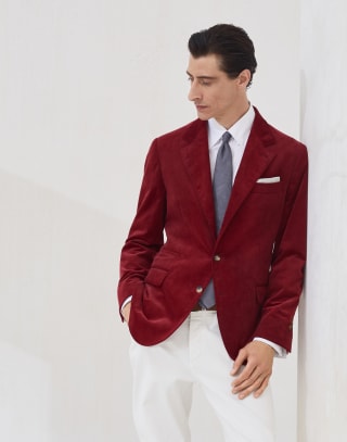 Velvet blazer Purple-Red Man - Brunello Cucinelli