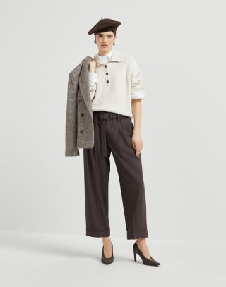 Vanisé knit polo shirt Cool Beige Woman - Brunello Cucinelli