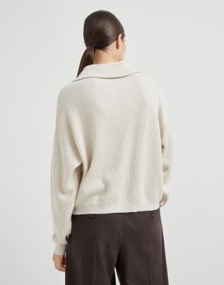 Vanisé knit polo shirt Cool Beige Woman - Brunello Cucinelli