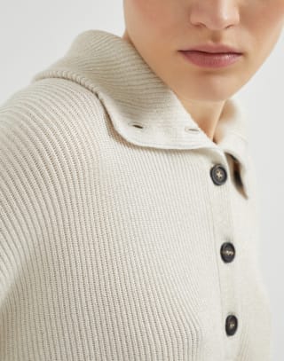 Vanisé knit polo shirt Cool Beige Woman - Brunello Cucinelli