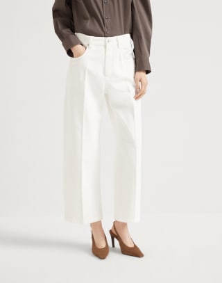 Contemporary Square trousers Ivory Woman - Brunello Cucinelli