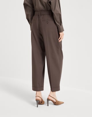 Sartorial Baggy trousers Cocoa Woman - Brunello Cucinelli