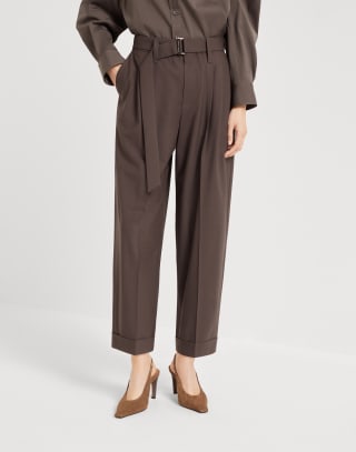 Sartorial Baggy trousers Cocoa Woman - Brunello Cucinelli