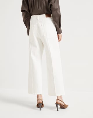 Contemporary Square trousers Ivory Woman - Brunello Cucinelli