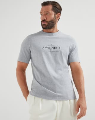 T-shirt with print Grey Man - Brunello Cucinelli