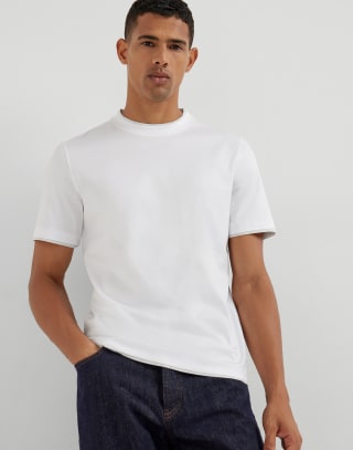 T-shirt with faux-layering White Man - Brunello Cucinelli