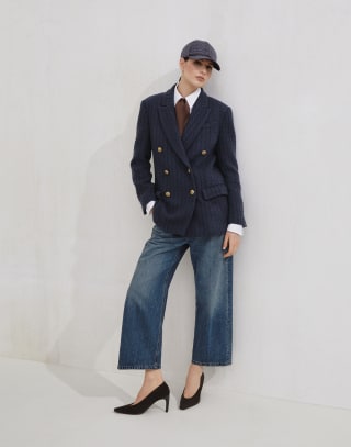 Cashmere cable knit blazer Blue Woman - Brunello Cucinelli