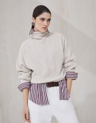 Maglia in lana, cashmere e seta Beige Freddo Donna - Brunello Cucinelli