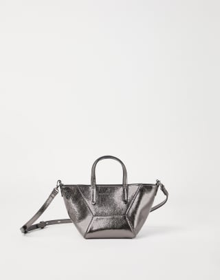 Lamé calfskin BC Duo mini bag Silver Woman - Brunello Cucinelli